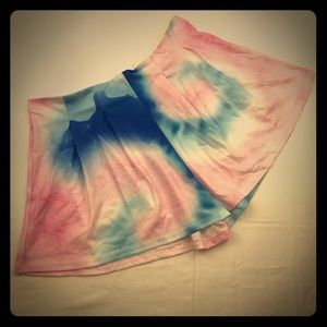 Pink and Blue Watercolor Tie Dye Flowy Shorts